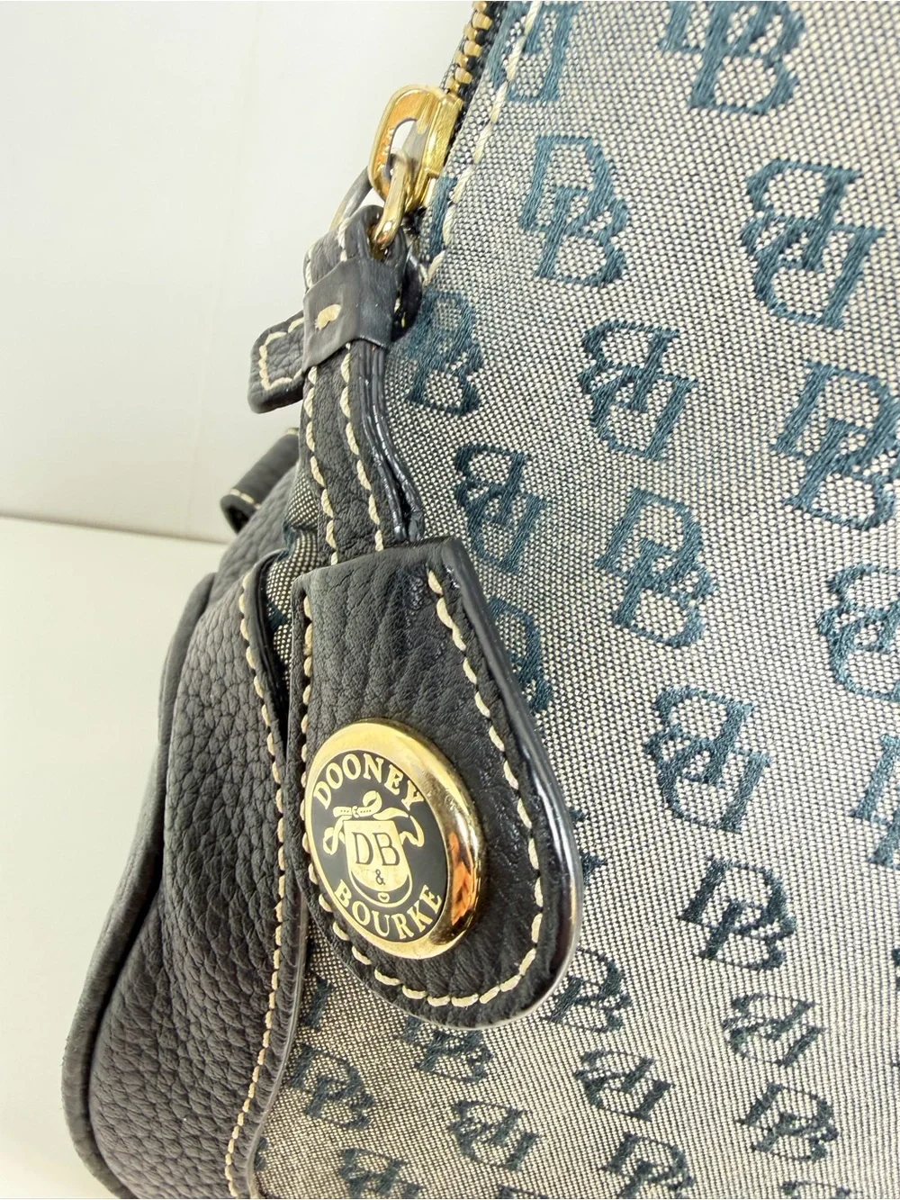 Dooney & Bourke Gray Monogram Backpack with Black Trim H087